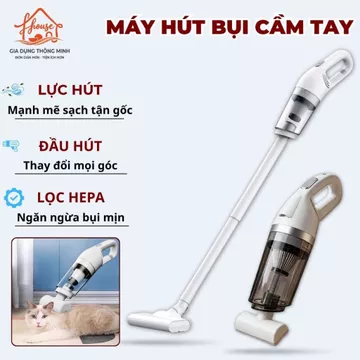 Máy Hút Bụi Không Dây Cầm Tay Lực Hút Mạnh 20000Pa Kèm 6 Đầu Hút Lõi Lọc Hepa Hút Bụi Ô Tô Giường Đệm Sofa Sàn Nhà