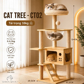 Cây cào móng CAT TREE, trụ cào móng, nhà cây cho mèo có kèm bát trong suốt