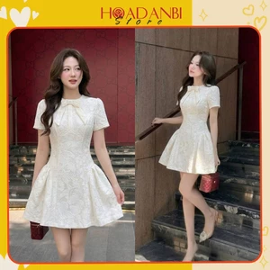 Váy nữ Đầm dự tiệc Ren Hoa Phối Nơ Hàng Thiết Kế Chuẩn Form Loại 1 Sang Chảnh Tiểu Thư