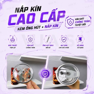Bình Nước Giữ Nhiệt Hoạt Hình VUASI Dễ Thương 500ML Thép Không Gỉ - Có Ống Hút INOX