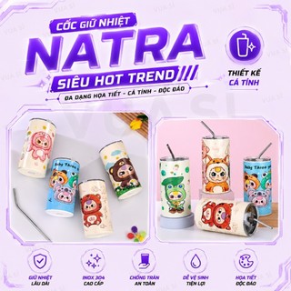 Bình Nước Giữ Nhiệt Hoạt Hình VUASI Dễ Thương 500ML Thép Không Gỉ - Có Ống Hút INOX