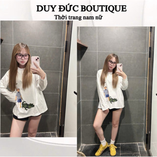 Áo dài tay in hình dắt cá sấu chất cotton thời trang nữ, áo dài tay thời trang nữ