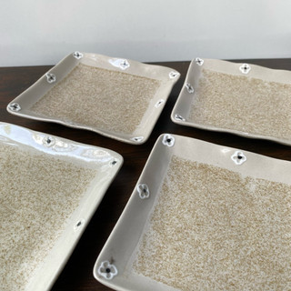 DĨA VUÔNG DĨA CHẤM 2 NGĂN GỐM MỘC - GỐM NHẬT 2HAND