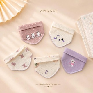 Set 5 Yếm Tam Giác Xô Muslin cao cấp 2 Lớp – Yếm Thấm Nước Cho Bé Sơ Sinh Đến 2 Tuổi