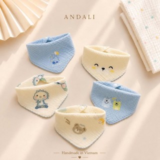 Set 5 Yếm Tam Giác Xô Muslin cao cấp 2 Lớp – Yếm Thấm Nước Cho Bé Sơ Sinh Đến 2 Tuổi