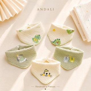 Set 5 Yếm Tam Giác Xô Muslin cao cấp 2 Lớp – Yếm Thấm Nước Cho Bé Sơ Sinh Đến 2 Tuổi