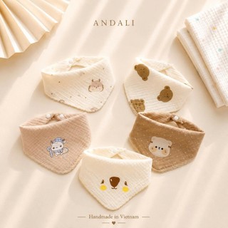 Set 5 Yếm Tam Giác Xô Muslin cao cấp 2 Lớp – Yếm Thấm Nước Cho Bé Sơ Sinh Đến 2 Tuổi