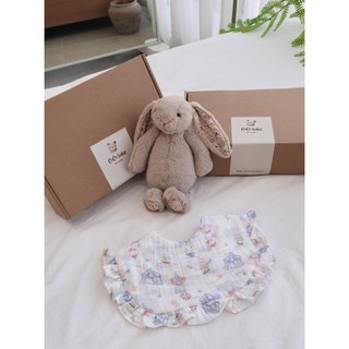 Yếm bèo thêu tên xô Muslin 4 lớp mềm mịn cho bé