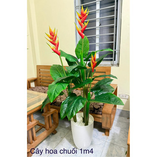 cây giả,cây hoa chuối(chuối pháo) 1m4 decor trang trí