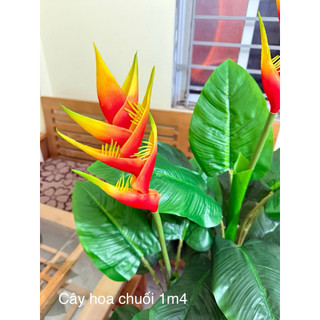 cây giả,cây hoa chuối(chuối pháo) 1m4 decor trang trí
