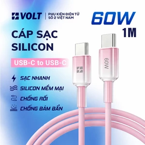 Cáp Sạc Nhanh USB C to C 60W PD Silicon Cao Cấp, Chống Rối Chống Gập, Cho iPhone 15/16, Samsung, Laptop