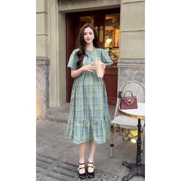 Đầm váy bầu Mami chất liệu thô hàn mềm dáng dài cho mẹ bầu đi làm đi chơi váy bầu mùa hè váy bầu thiết kế