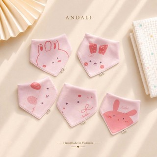 Sét 5 Yếm Tam Giác Anchee Chất Petit Có Cúc Bấm Cho Bé ( freesize 0M - 2 tuổi), nhiều màu sắc xinh xắn