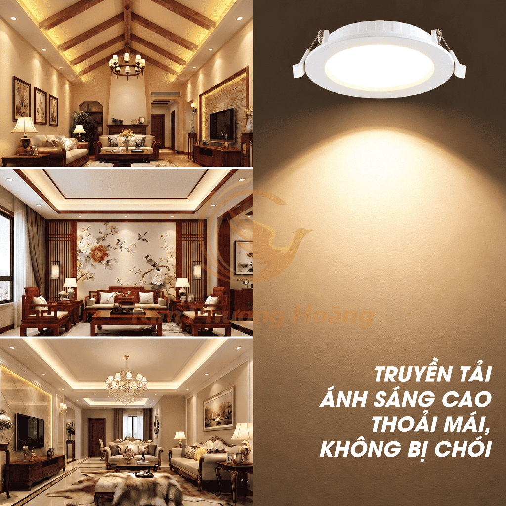 Đèn LED Âm Trần Không Viền Nguồn Liền| Đèn Led Downlight 5W 9W 12W Phi 90-110 BH 2 Năm