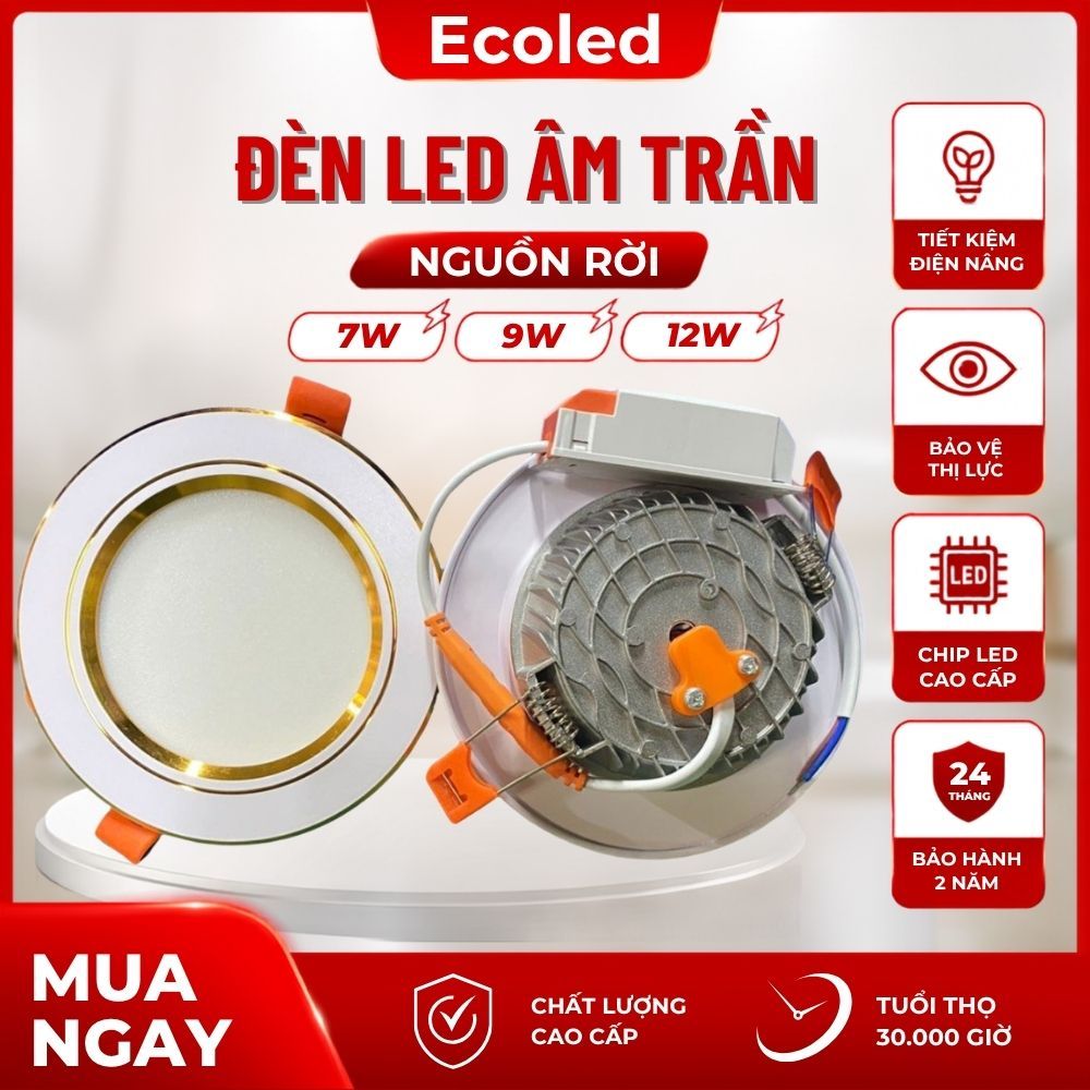 Đèn Led Âm Trần Nguồn Rời Đế Gang Đúc 7W 9W 12W| Đèn Mắt Trâu Trần Thạch Cao BH 2 Năm