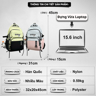 Balo nữ đi học Cặp sách đi học nam nữ thời trang Unisex Balo đi học nhiều ngăn đựng Laptop16inch chống nước