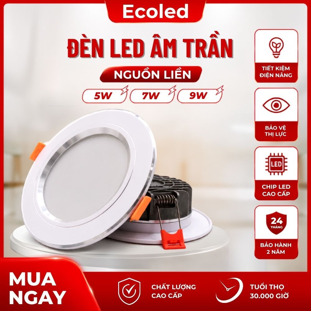 Đèn Led Âm Trần (Nguồn Liền) Đế Gang Đúc 5W 7W 9W Phi 90| Đèn Mắt Trâu Trần Thạch cao BH 2 Năm