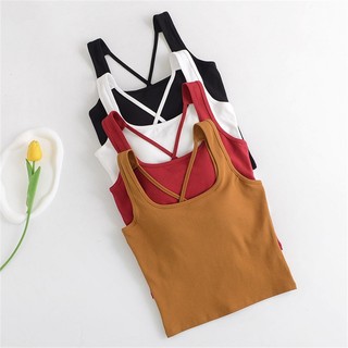 [ PURE COTTON ] Áo ba lỗ Bratop MELINFA  cao cấp có đệm mút 3D định hình nâng đỡ mã VAA0564
