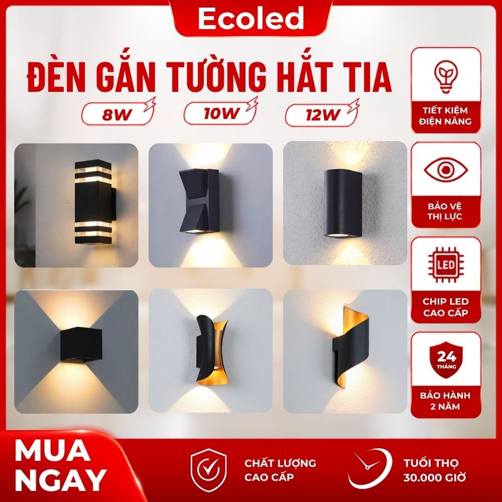 Đèn LED Gắn Tường Hắt 2 Đầu Chống Nước IP65| Đèn Hắt Tường Trụ 2 Đầu Ánh Sáng Vàng BH 2 Năm