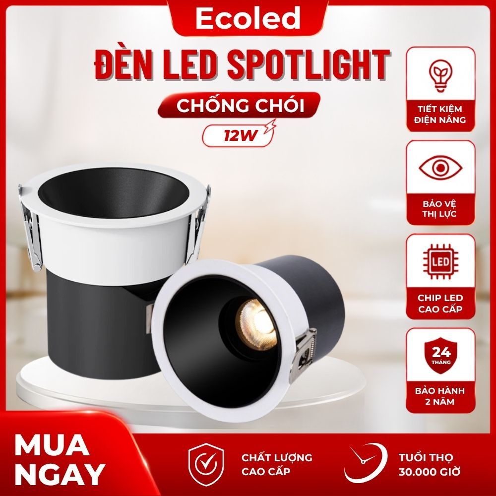 Đèn Led Âm Trần Chống Chói Spotlight 12W Xoay Góc 30 Độ Chip COB Ánh Sáng 3 màu - BH 2 năm