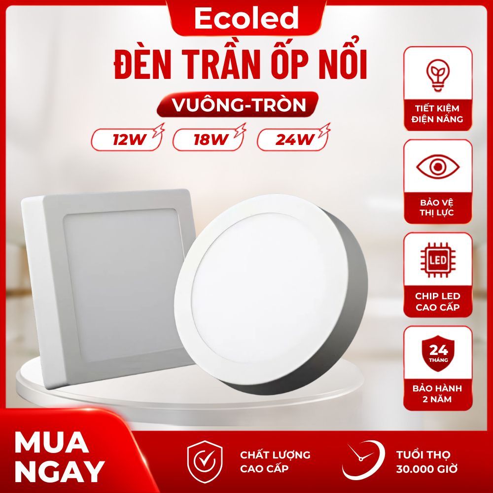Đèn Trần Ốp Nổi Vỏ Nhôm 12W 18W 24W| Đèn Ốp Nổi Lamp Ánh Sáng Trắng Bảo Hành 2 Năm