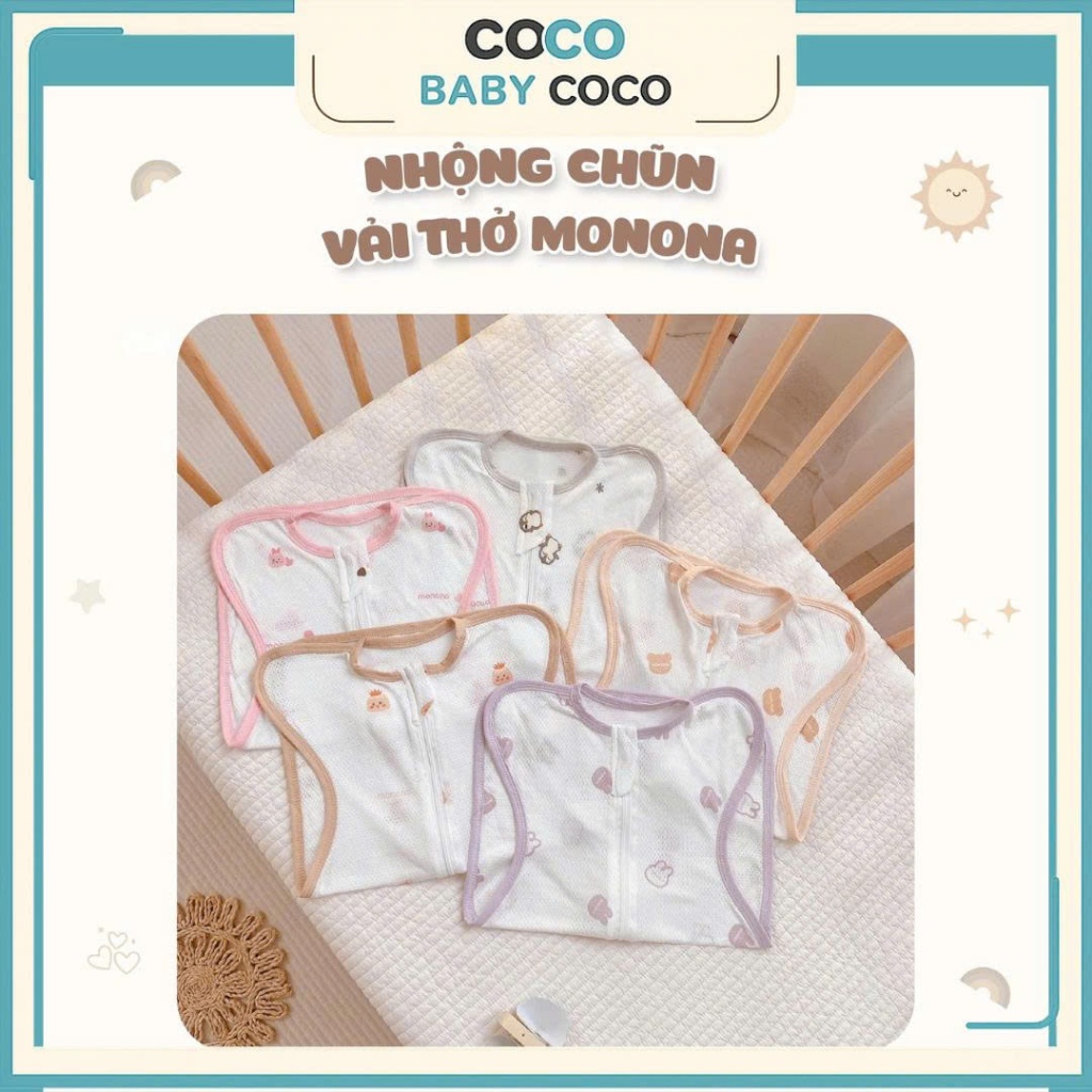 Nhộng chũn cho bé, nhộng chũn Monona vải thở/cotton thoáng khí siêu co giãn, khóa 2 chiều tiện lợi