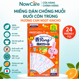 Gói miếng dán chống muỗi, đuổi côn trùng Kincho Nhật Bản hương tinh dầu cam chanh an toàn cho bé, 24 miếng chính hãng