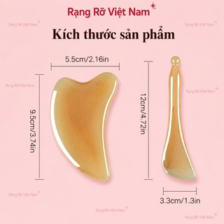 Bộ Massage Nâng Cơ Mặt Bằng Đá Giúp Giảm Nếp Nhăn , Chống Lão Hóa, Trẻ Hóa Làn Da Hiệu Quả - Miếng Đá Guasha Trong Suốt