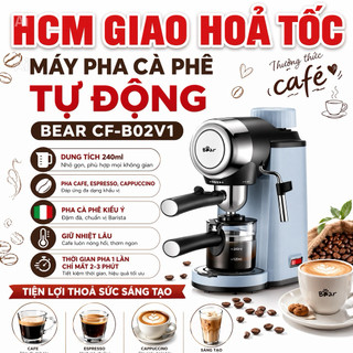 Máy Pha Cà Phê Tự Động Bear CF-B02V1, Dung Tích 240ml, Pha Cafe, Espresso, Cappuccino, Pha Cà Phê Kiểu Ý, Giữ Nhiệt Lâu