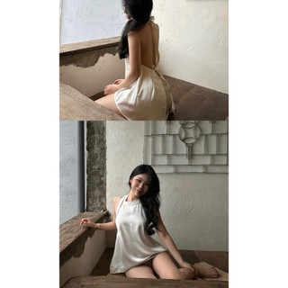 BY XIU ( CHÍNH CHỦ THIẾT KẾ ) - " Lucy Top " ÁO YẾM LỤA HỞ LƯNG BUỘC NƠ TIỂU THƯ