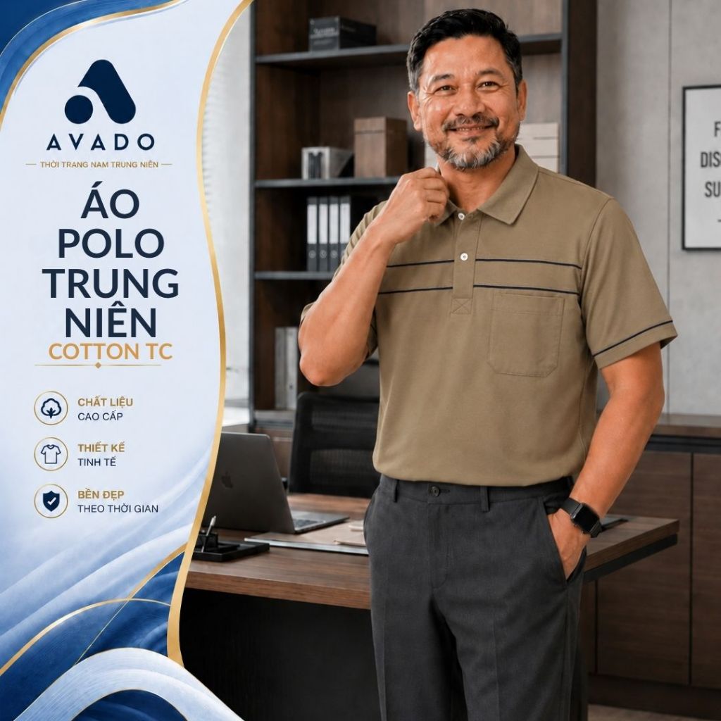 Áo Polo Nam Trung Niên Cotton Ấn Độ Mềm Mát và Bền Đẹp ATK08