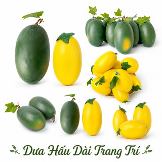 Trái Dưa Hấu Dài Giả Cao Cấp Trang Trí | Trái Cây Giả Nhựa Foam Giống Thật Decor Quán Cà Phê Khách Sạn