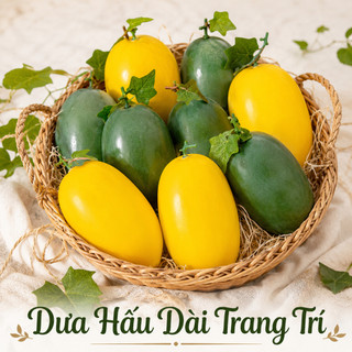 Trái Dưa Hấu Dài Giả Cao Cấp Trang Trí | Trái Cây Giả Nhựa Foam Giống Thật Decor Quán Cà Phê Khách Sạn