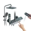 Vòi Sen Nhà Tắm Cây Tắm Đứng Nóng Lạnh Hiển Thị Nhiệt Độ LED 4 Phím Đàn Gunmetal Cao Cấp