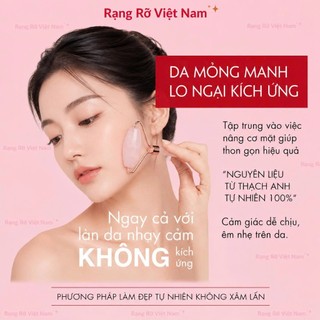 Combo Cây Lăn Đá Thạch Anh Kèm Đá Guasha Masage Nâng Cơ Mặt Giúp Thon Gọn Mặt - Làm Căng Da Kích Thích Sản Xuất Collage