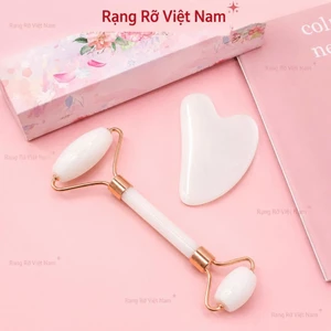 Cây Lăn Đá Thạch Anh Màu Trắng Kết Hợp Đá Guasha Massage Da Mặt - Hiệu Quả Sau Vài Tuần Sử Dụng Giúp Nâng Cơ Thư Giãn
