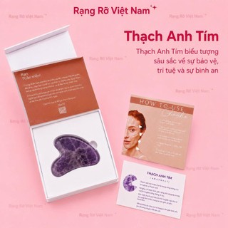 Đá Guasha Thạch Anh Tím Kèm Cây Lăn Thạch Anh Tím Hàng Hiếm Cao Cấp Giúp Nâng Cơ Mặt Giảm Nếp Nhăn - Bộ Đá Guasha Tím