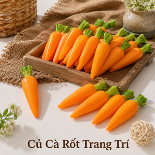 Củ Cà Rốt Giả Cao Cấp Trang Trí | Trái Cây Giả Nhựa Foam Giống Thật Decor Quán Cà Phê Khách Sạn