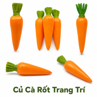 Củ Cà Rốt Giả Cao Cấp Trang Trí | Trái Cây Giả Nhựa Foam Giống Thật Decor Quán Cà Phê Khách Sạn