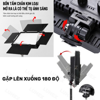 Đèn Trợ Sáng  Studio U800 Kèm Pin, 4 Cánh Kiểm Soát Ánh Sáng Quay Video, Chụp Ảnh, Livestream Chuyên Nghiệp