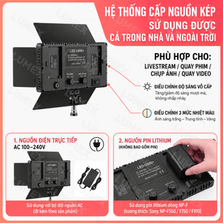 Đèn Trợ Sáng  Studio U800 Kèm Pin, 4 Cánh Kiểm Soát Ánh Sáng Quay Video, Chụp Ảnh, Livestream Chuyên Nghiệp