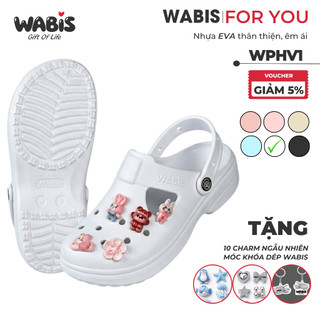 [Tặng Charm + Móc Khóa Chính Hãng] Dép Sục WABIS Platform Happiness V1 Đế 3cm Thoáng Khí, Êm Chân, Chống Trượt [WPH-V1]
