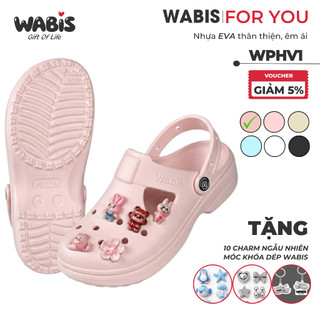 [Tặng Charm + Móc Khóa Chính Hãng] Dép Sục WABIS Platform Happiness V1 Đế 3cm Thoáng Khí, Êm Chân, Chống Trượt [WPH-V1]