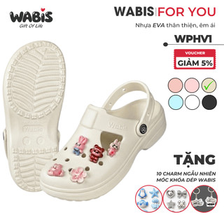 [Tặng Charm + Móc Khóa Chính Hãng] Dép Sục WABIS Platform Happiness V1 Đế 3cm Thoáng Khí, Êm Chân, Chống Trượt [WPH-V1]