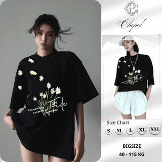 Áo Thun Nữ CHEPOL Cao Cấp In Hoa, 100% Cotton, Thoáng Mát, Thấm Hút, Cổ Tròn, Form Oversize BASIC Có Bigsize - CP_14483