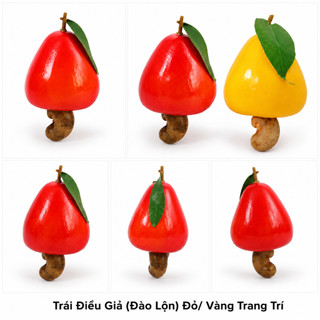 Trái Điều Giả (Đào Lộn) Đỏ, Vàng Cao Cấp Trang Trí | Trái Cây Giả Nhựa Foam Giống Thật Decor Quán Cà Phê Khách Sạn