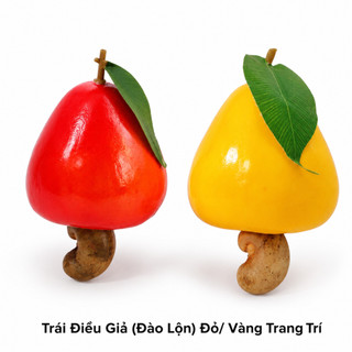 Trái Điều Giả (Đào Lộn) Đỏ, Vàng Cao Cấp Trang Trí | Trái Cây Giả Nhựa Foam Giống Thật Decor Quán Cà Phê Khách Sạn