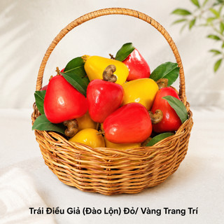 Trái Điều Giả (Đào Lộn) Đỏ, Vàng Cao Cấp Trang Trí | Trái Cây Giả Nhựa Foam Giống Thật Decor Quán Cà Phê Khách Sạn