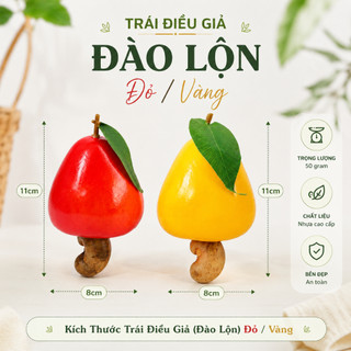 Trái Điều Giả (Đào Lộn) Đỏ, Vàng Cao Cấp Trang Trí | Trái Cây Giả Nhựa Foam Giống Thật Decor Quán Cà Phê Khách Sạn