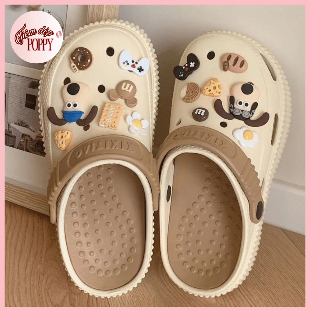 Sục Bánh Mì Cao 5cm, Sục Quai Hậu Chống Trơn Trượt Đế Cao Tôn Dáng Trẻ Trung Tặng Kèm Sticker Dễ Thương